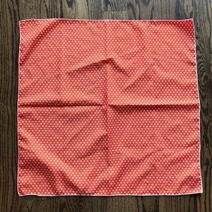 Orange and white polka dot 21” square scarf